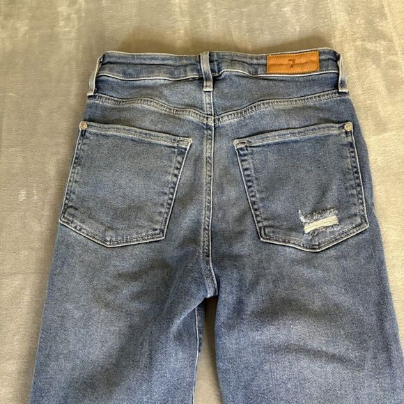7 For All Mankind Luxe Vintage Ultra High Rise 26 Slim Kick Distressed Button - Picture 13 of 16